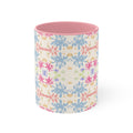 Blue Pastel Floral Accent Mug — Pink Interior Coffee Cup