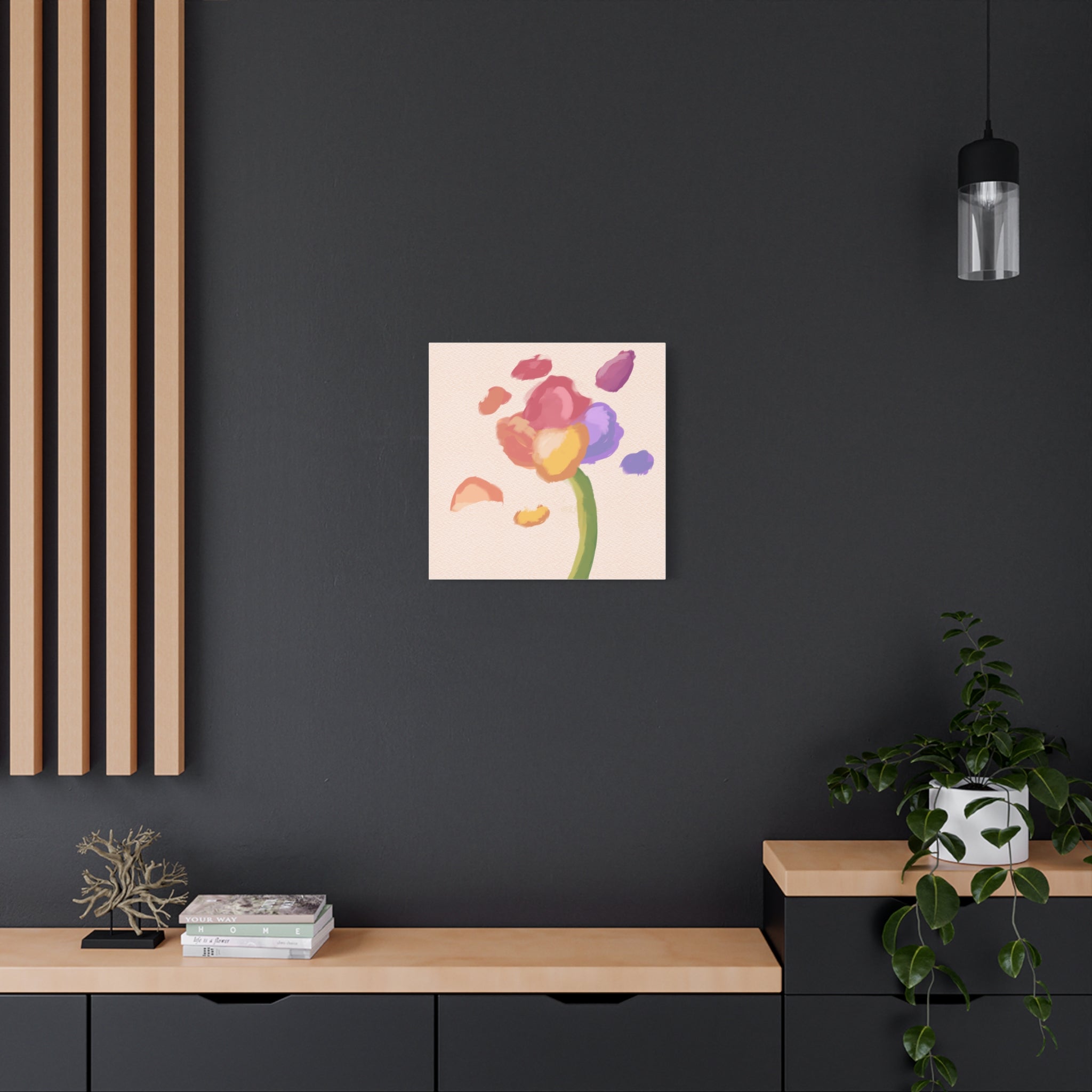 Abstract Watercolor Flower Canvas Print — Pastel Bloom Wall Art