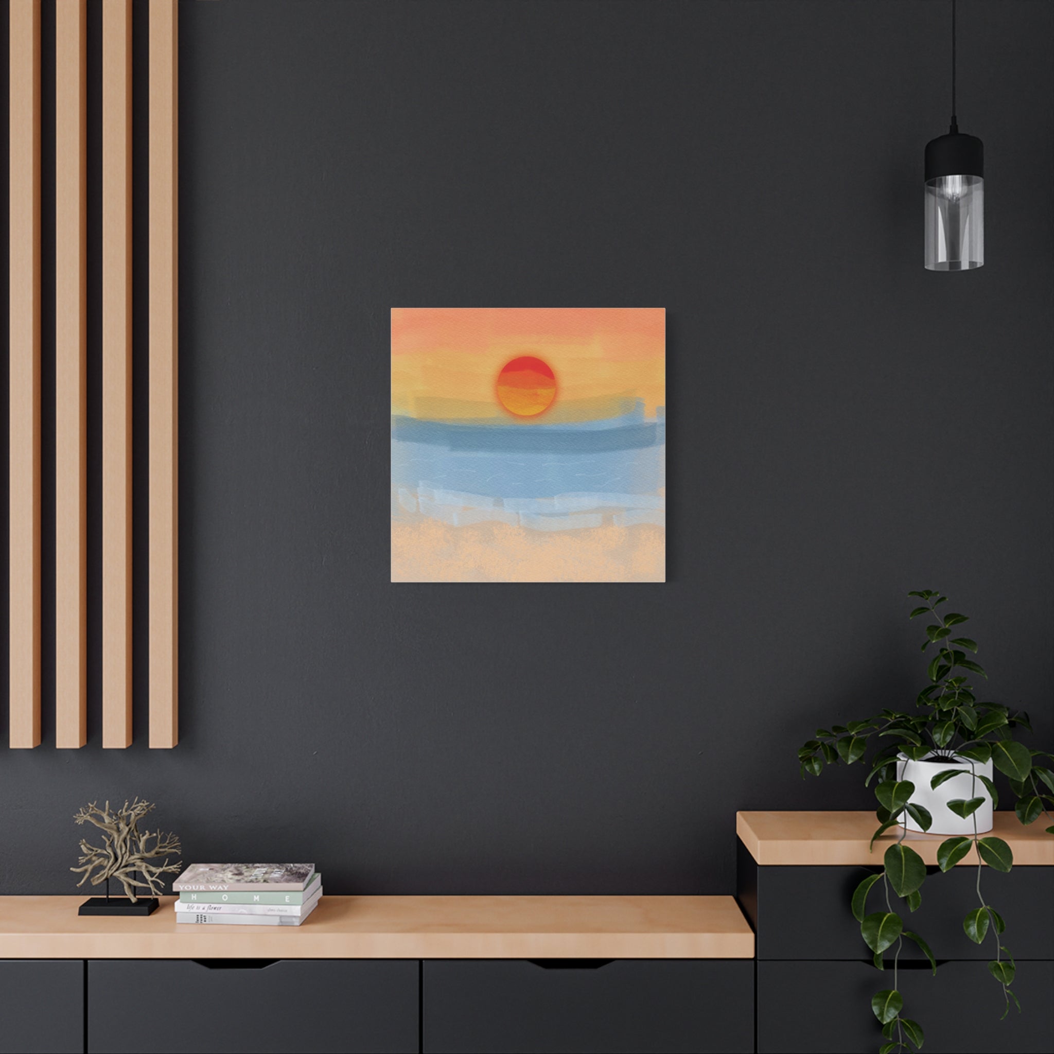 Sunset Beach Matte Canvas Wall Art — Abstract Coastal Sunset Print