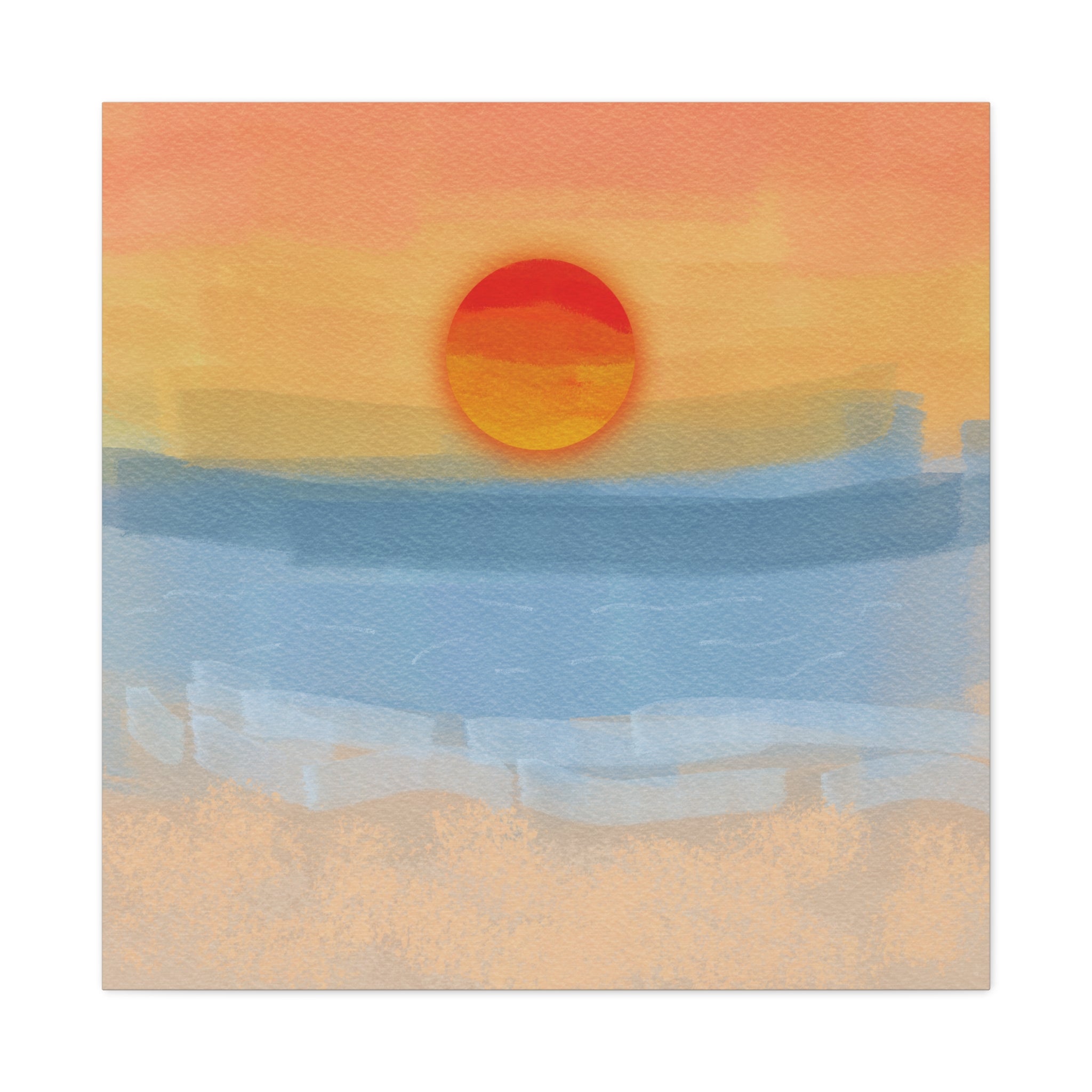 Sunset Beach Matte Canvas Wall Art — Abstract Coastal Sunset Print