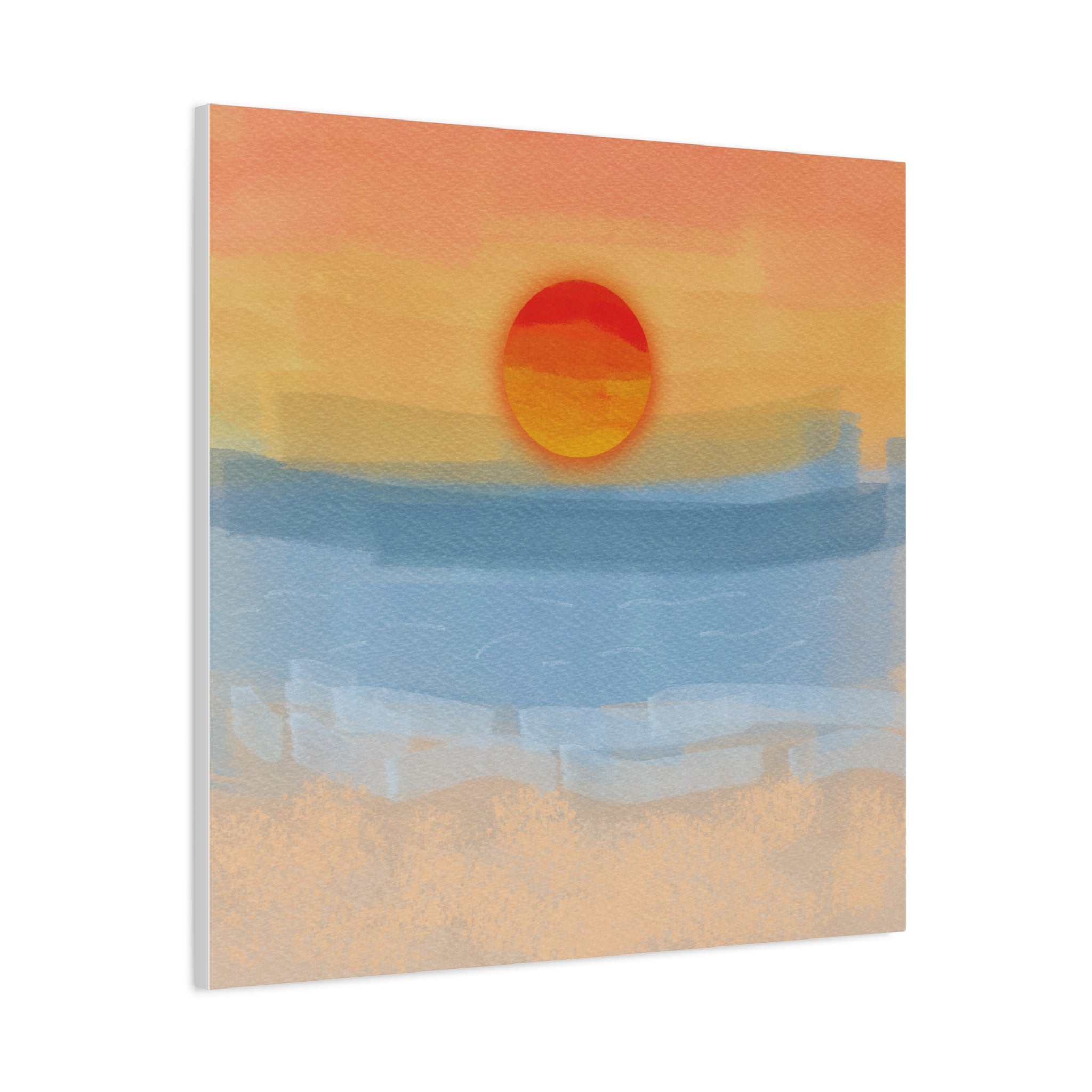 Sunset Beach Matte Canvas Wall Art — Abstract Coastal Sunset Print