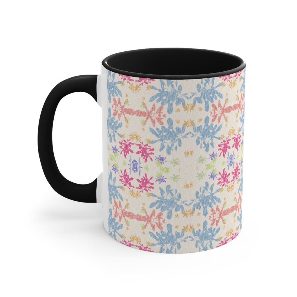 Blue Pastel Floral Accent Mug — Pink Interior Coffee Cup