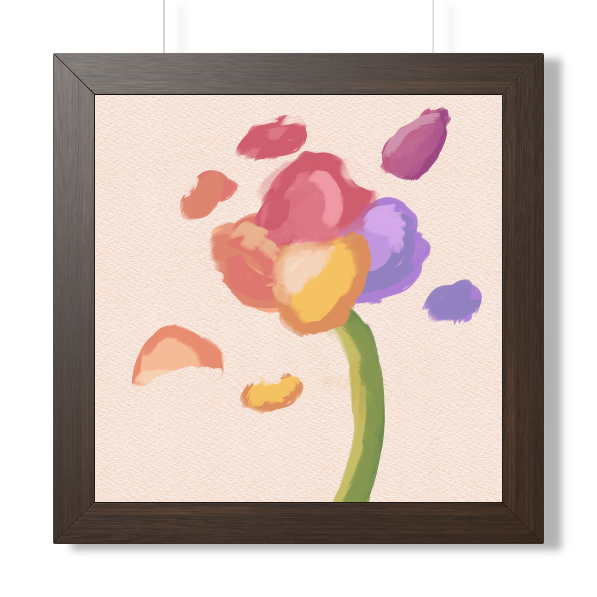 Abstract Floral Wall Art Framed Poster — Colorful Watercolor Flower Print