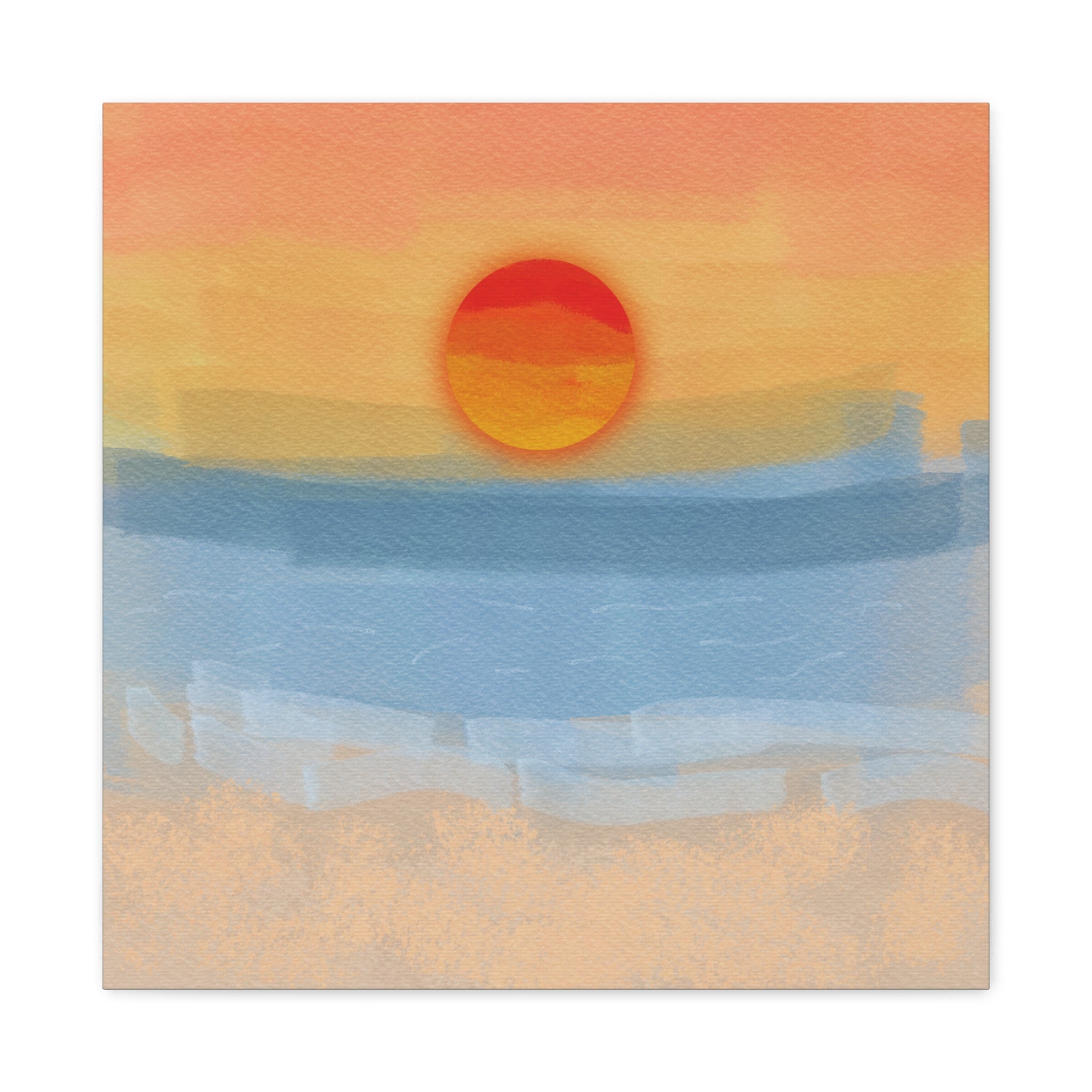 Sunset Beach Matte Canvas Wall Art — Abstract Coastal Sunset Print