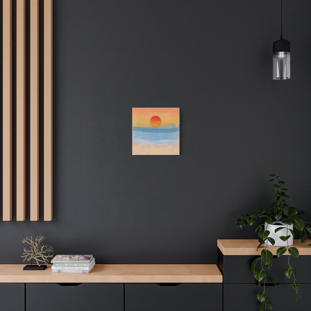 Sunset Beach Matte Canvas Wall Art — Abstract Coastal Sunset Print