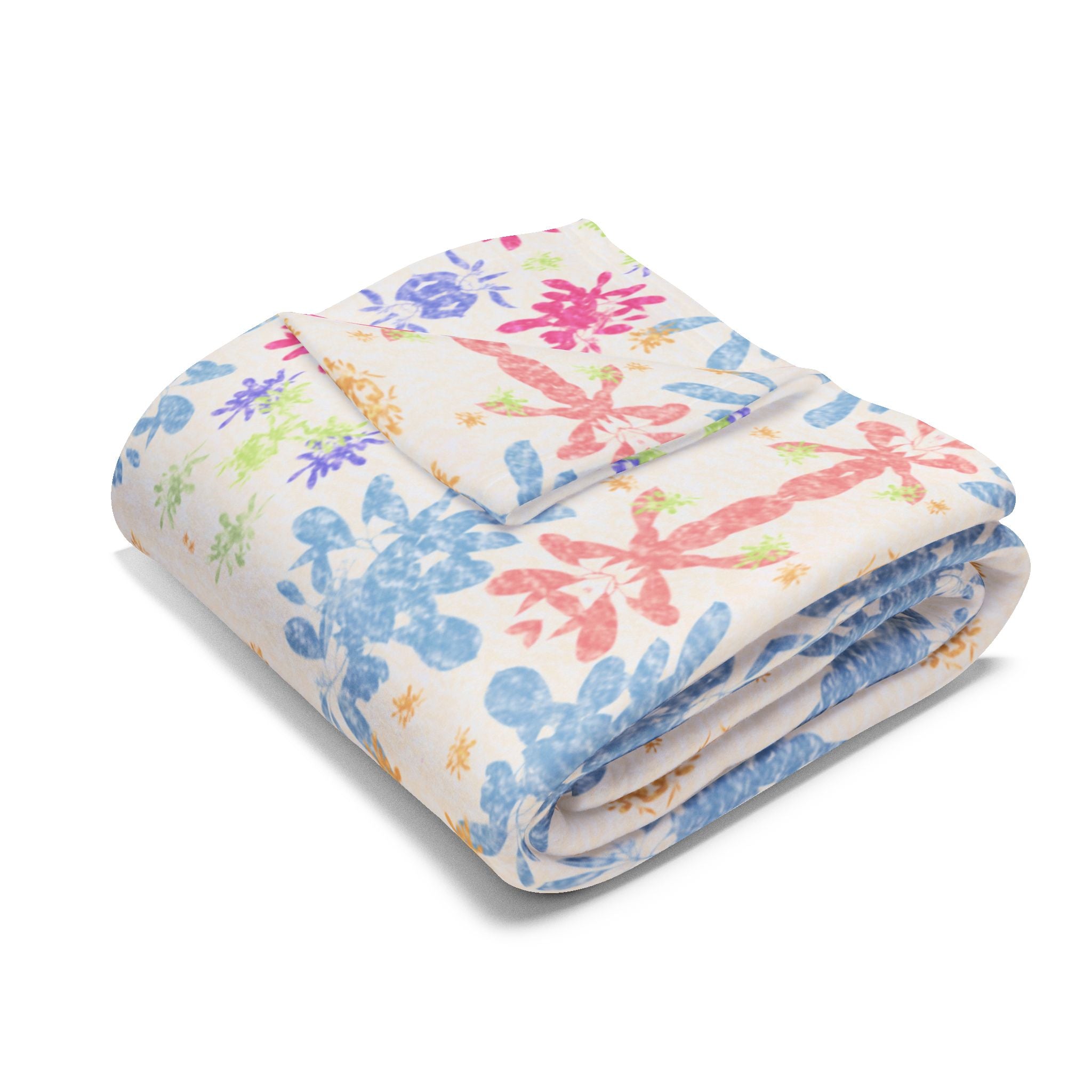 Blue Arctic Fleece Blanket — Pastel Snowflake Pattern Cozy Throw