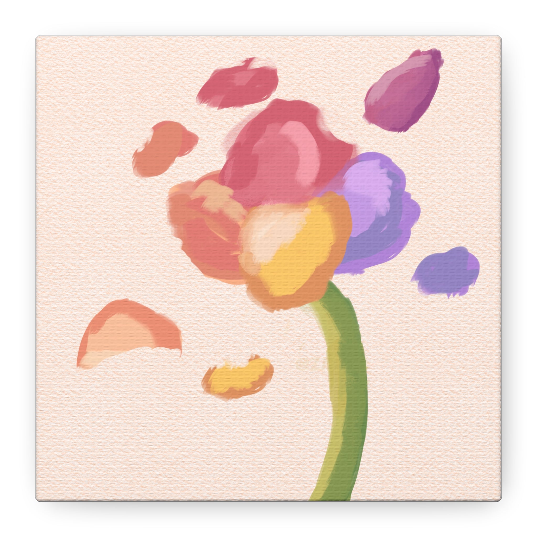 Abstract Watercolor Flower Canvas Print — Pastel Bloom Wall Art